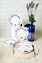 Hermia Juego de 4 Platos de Postre Blanco y Azul Marino de 22 cm